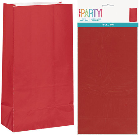 Red paper bags x 12