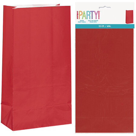 Red paper bags x 12