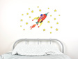 Red rocket wall decal medium with bed