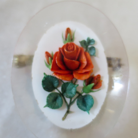 Red rose lucite brooch