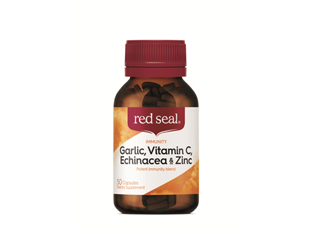 Red Seal Garlic, Echinacea, Vitamin C & Zinc 50 Capsules