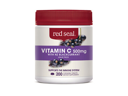 Red Seal Vitamin C 500mg with NZ Blackcurrant  200 Chewable Tablets