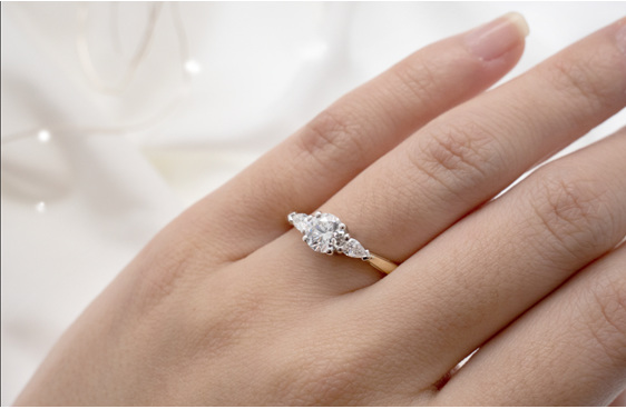 Reflect Diamond Three Stone Engagement Ring, Platinum, Yellow Gold