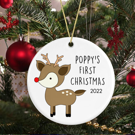 Reindeer My First Christmas Personalised Ceramic Christmas ornament