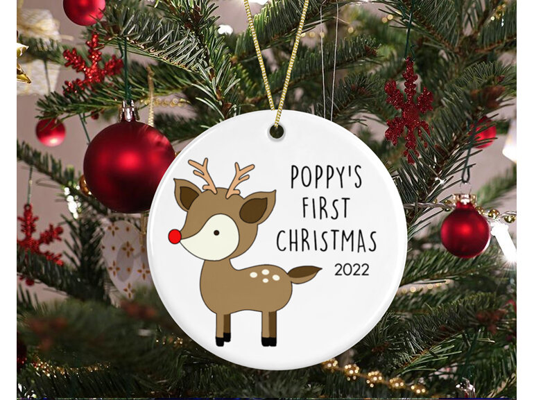 Reindeer My First Christmas Personalised ornament
