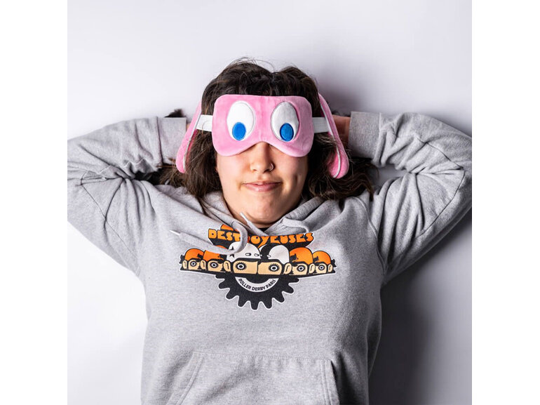 Relaxeazzz Pac-Man Pink Ghost Travel Pillow & Eye Mask Set
