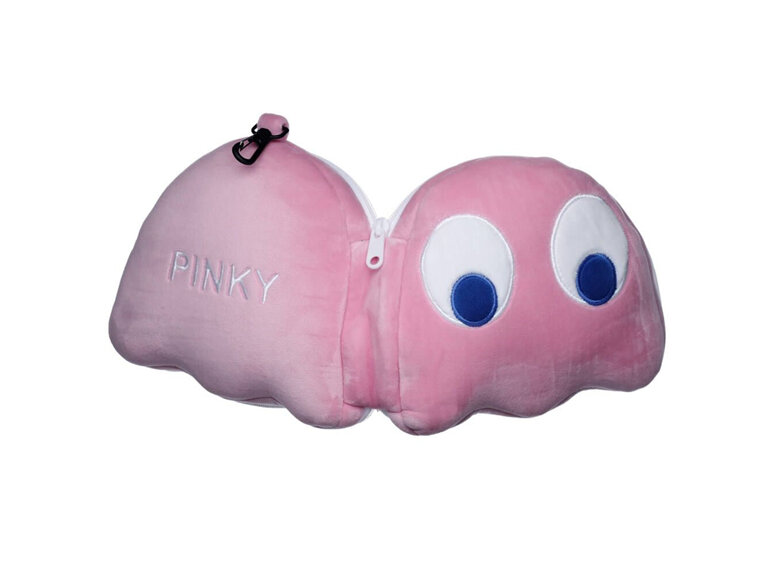 Relaxeazzz Pac-Man Pink Ghost Travel Pillow & Eye Mask Set