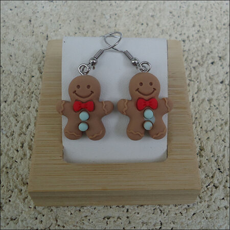 Resin Christmas Earrings - Gingerbread