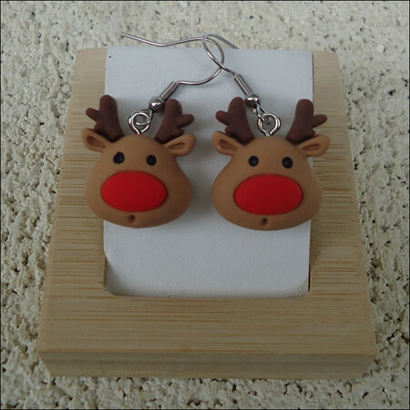 Resin Christmas Earrings - Reindeer