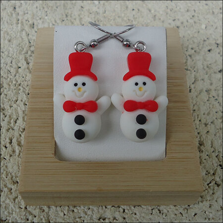 Resin Christmas Earrings - Snowman