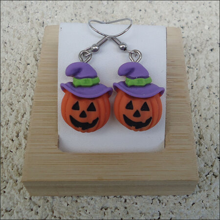 Resin Halloween Earrings - Pumpkin