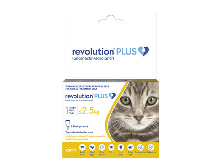 Revolution Plus for Cats Less than 2.5kg treats fleas, worms & mites 1pk