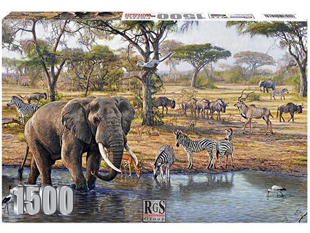 RGS 1500 Piece Jigsaw Puzzle: Meeting At The Waterhole