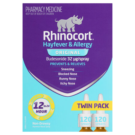 Rhinocort Original 32mcg Hayfever & Allergy Nasal Spray 2x120 Dose Twin Pack