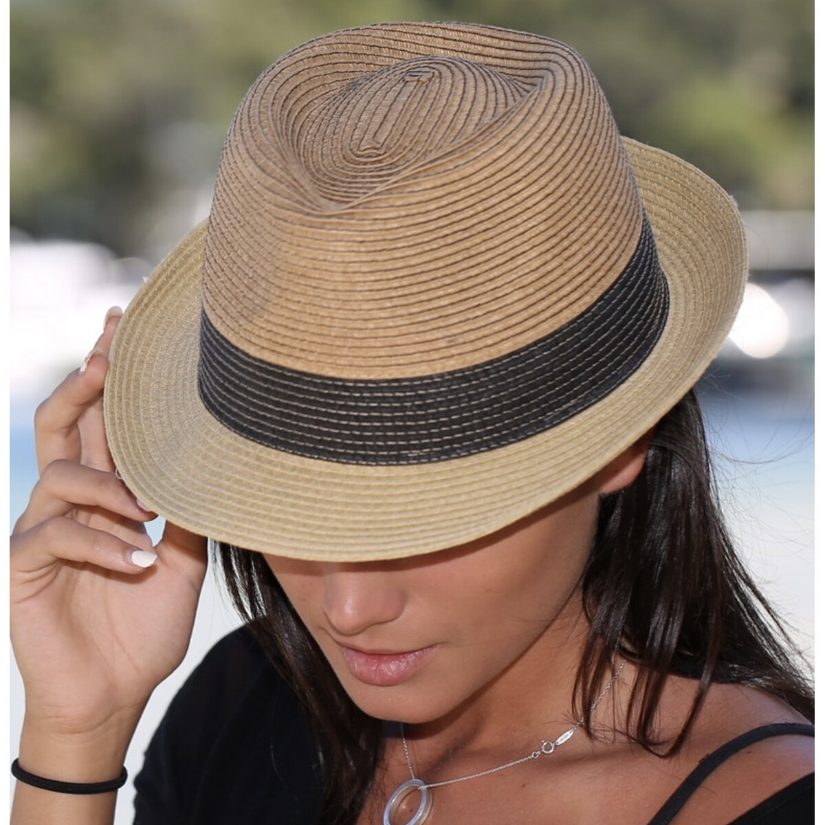 Rigon Headwear Trilby Hat Tan Block Colours Unisex BD161