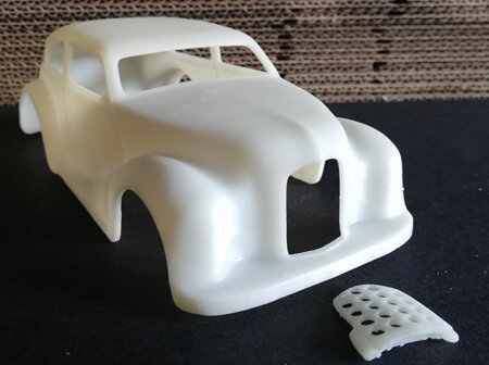 RMK 3D Printed Resin 1/25  1948 Austin A40 Dorset Chopped Gasser Body - Premium White
