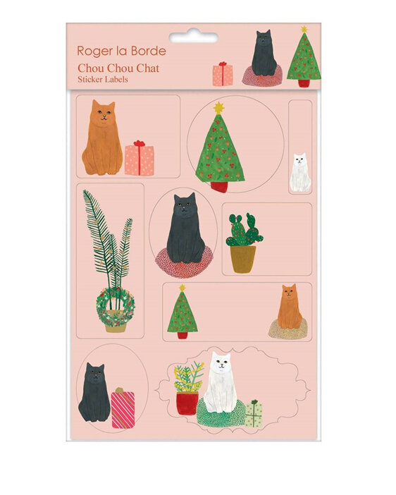 Roger La Borde Chou Chou Chat Sticker Labels cat christmas