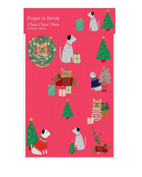 Roger La Borde Chou Chou Chien Sticker Labels christmas