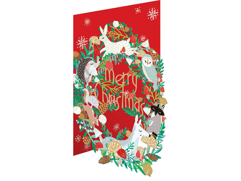 Roger La Borde Christmas Lasercut Card Pack of 5 | Animal Wreath