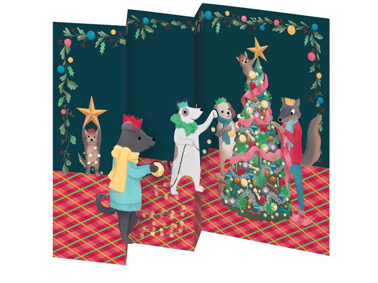 Roger La Borde Christmas Trifold Pop-out Card Pack of 5 | Party Animals