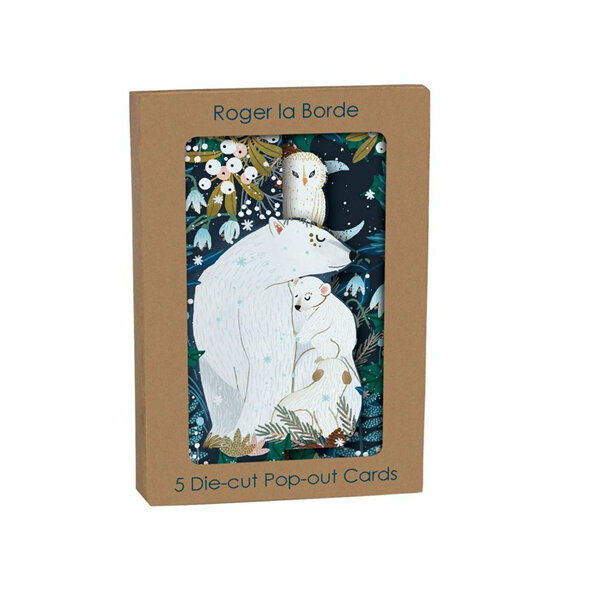 Roger La Borde Christmas Trifold Pop-out Card Pack of 5 | Polar Bear