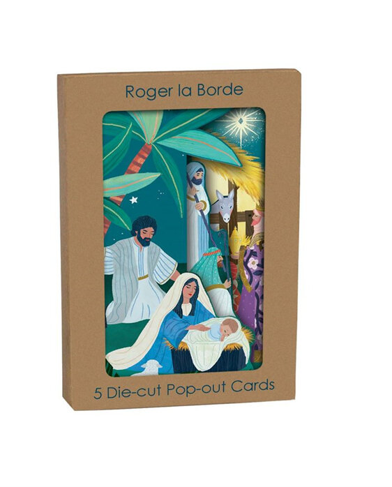 Roger La Borde Christmas Trifold Pop-out Card Pack of 5 | Nativity