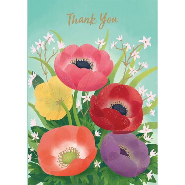 Roger La Borde - Coloured Anemones Thank You Card