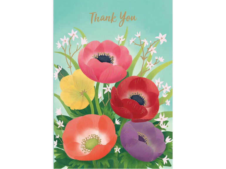 Roger La Borde - Coloured Anemones Thank You Card