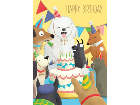 Roger La Borde - Dogs With Birthday Cake Card