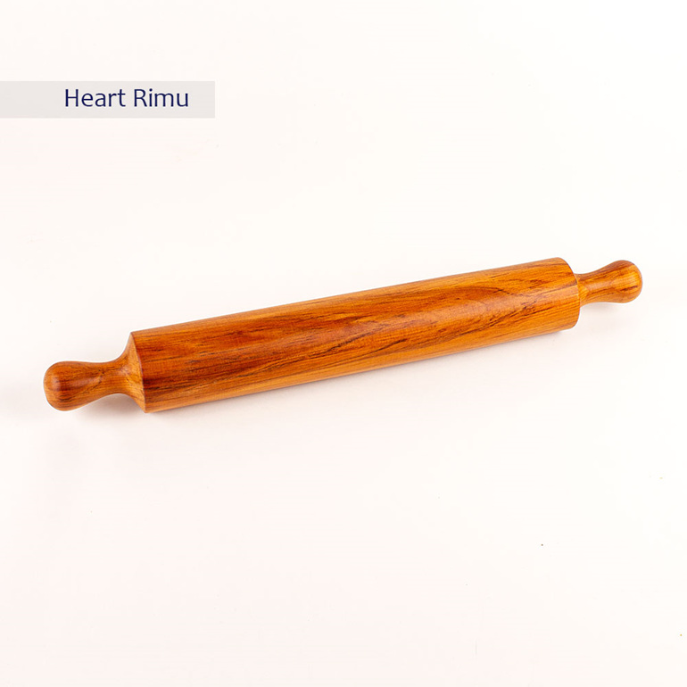 rolling pin with handles - heart rimu
