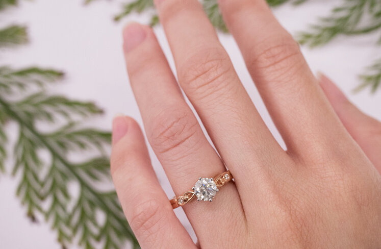 Rose Gold Diamond Engagement Ring: Furl ring
