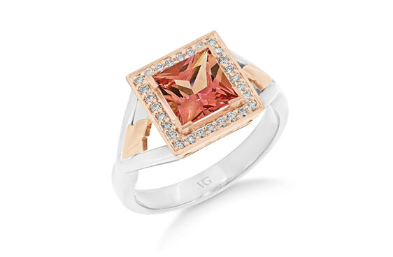 Rose Gold Sapphire Ring, Sapphire Ring, Peach Sapphire, Rose Gold Ring