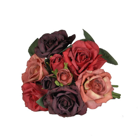Rose Posy Autumnal Reds 4606