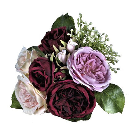 Rose Posy Burgundy Lilac 4538