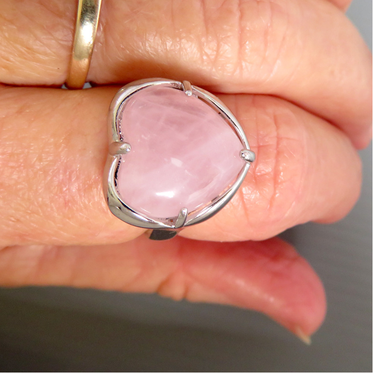 Rose Quartz heart shaped ring
