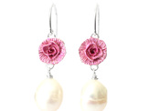 rose rosette pink baroque cream pearl earrings sterling silver nz lilygriffin