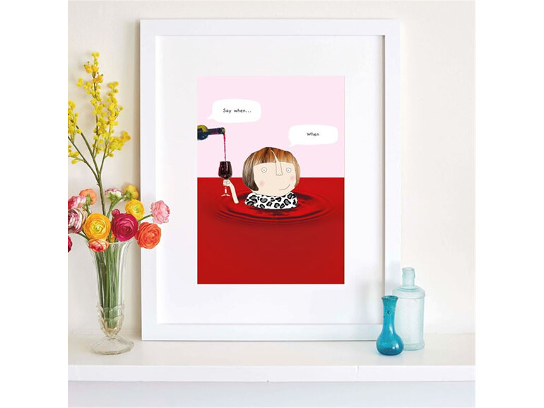 Rosie Made A Thing A4 Art Print - Wine Say When
