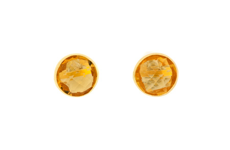Round Citrine Yellow Gold Stud Earrings
