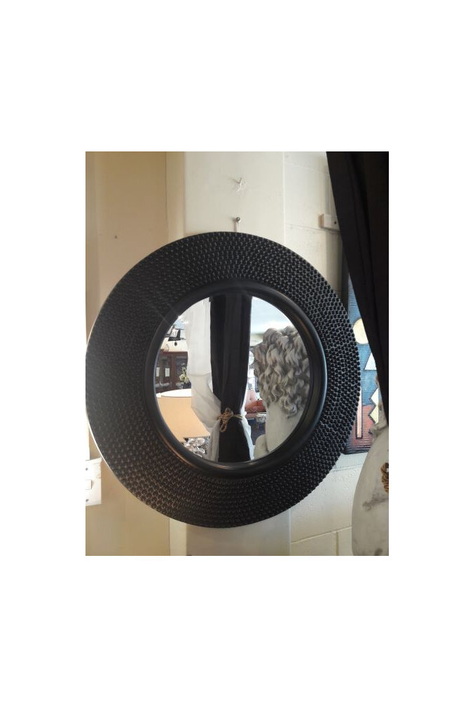 Round Shield Mirror Black Studs Graphite New Zealand