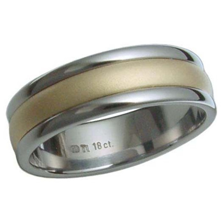 Rounded Titanium and Yellow Gold Ring