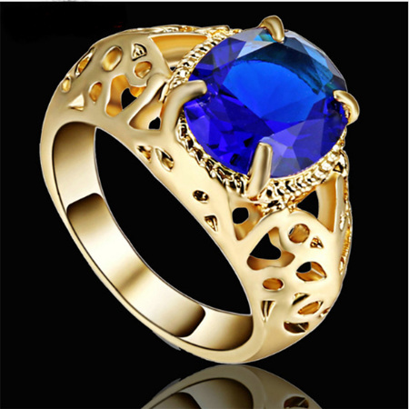 Royal Blue Gemstone With Gold Band Ring - US9