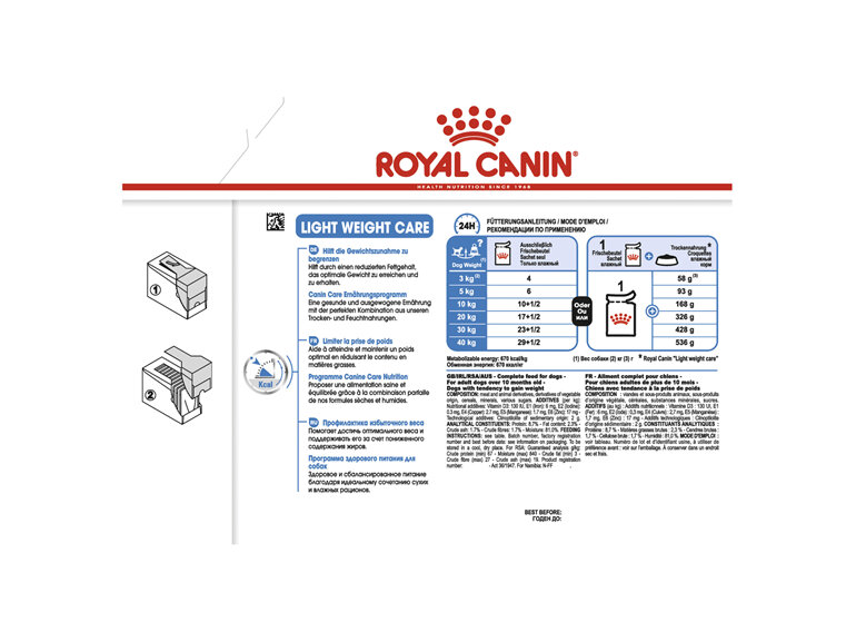 ROYAL CANIN® Light Weight Care Loaf Wet Dog Food 12 x 85g