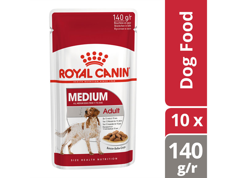 ROYAL CANIN® Medium Adult Gravy Wet Dog Food 10 x 140g