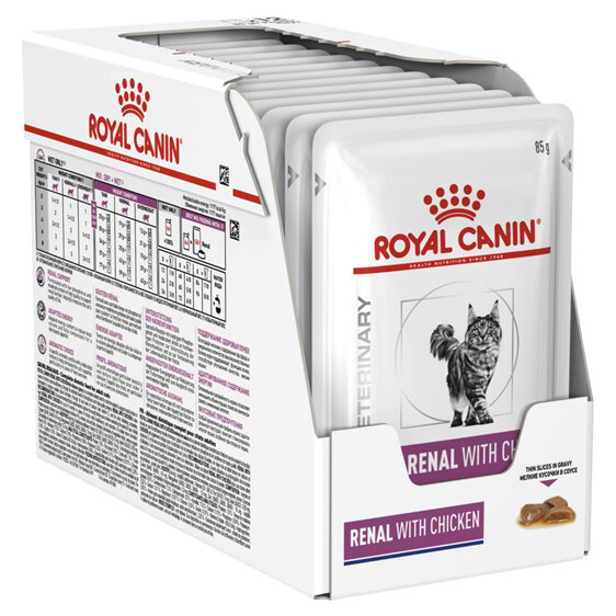 ROYAL CANIN® Veterinary Diet Feline Renal with Chicken Pouch Wet Cat Food 12 x 85g