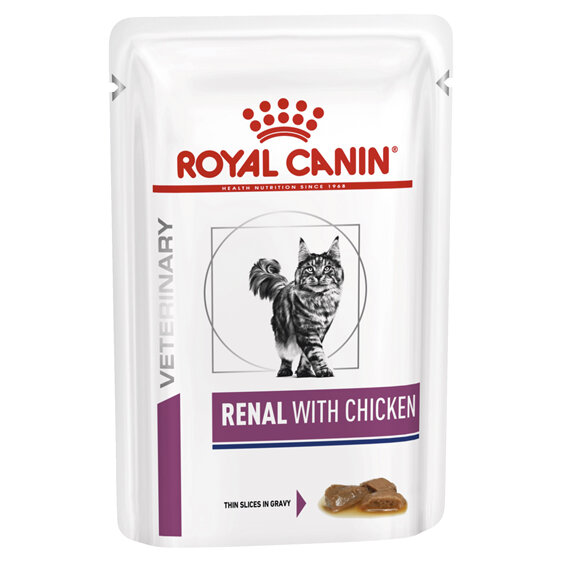 ROYAL CANIN® Veterinary Diet Feline Renal with Chicken Pouch Wet Cat Food 12 x 85g