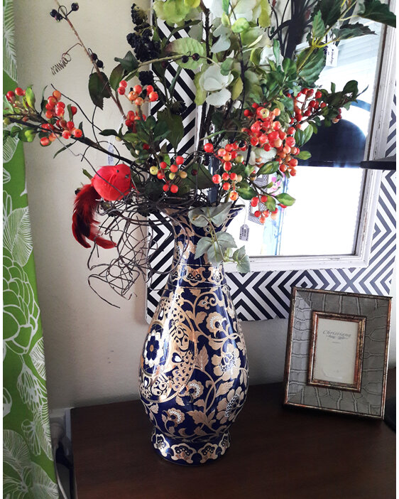 Royal Dane Vase Gold and Blue Porcelain New Zealand bloomdesigns