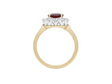 Ruby and Diamond Halo Dress Ring in 18ct Yellow and Platinum