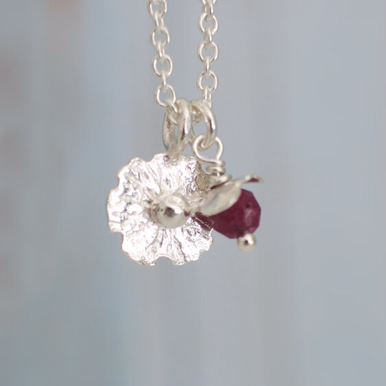 ruby flower sterling silver rosehip charm necklace pendant lily griffin nz jewel