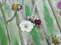 ruby flower sterling silver rosehip charm pendant lilygriffin nz jewellery