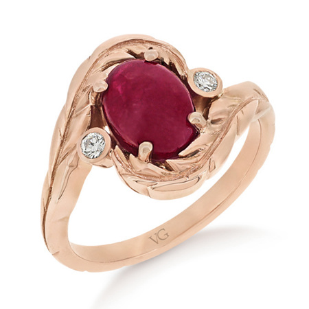 Ruby Oval Cabochon Rose Gold Ring